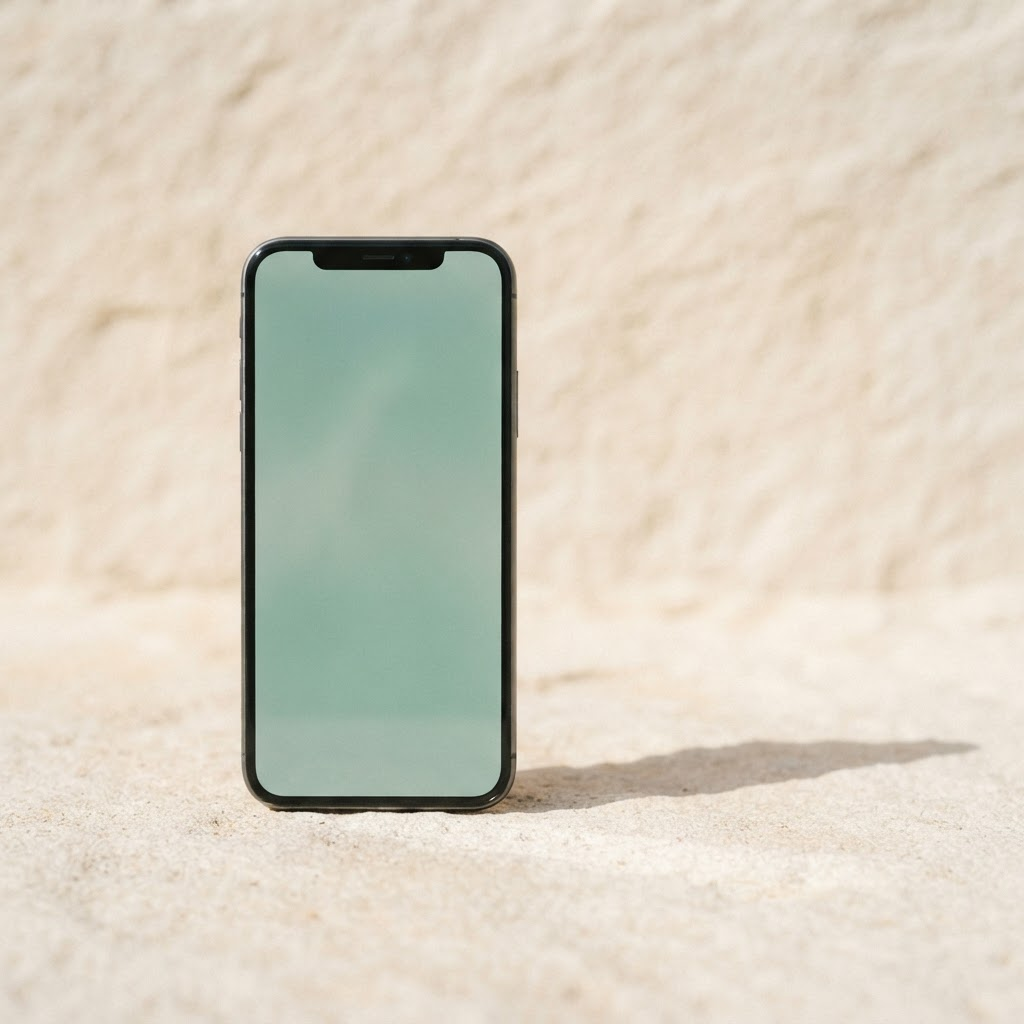 Solis X5 Smartphone de pie sobre una superficie de arenisca